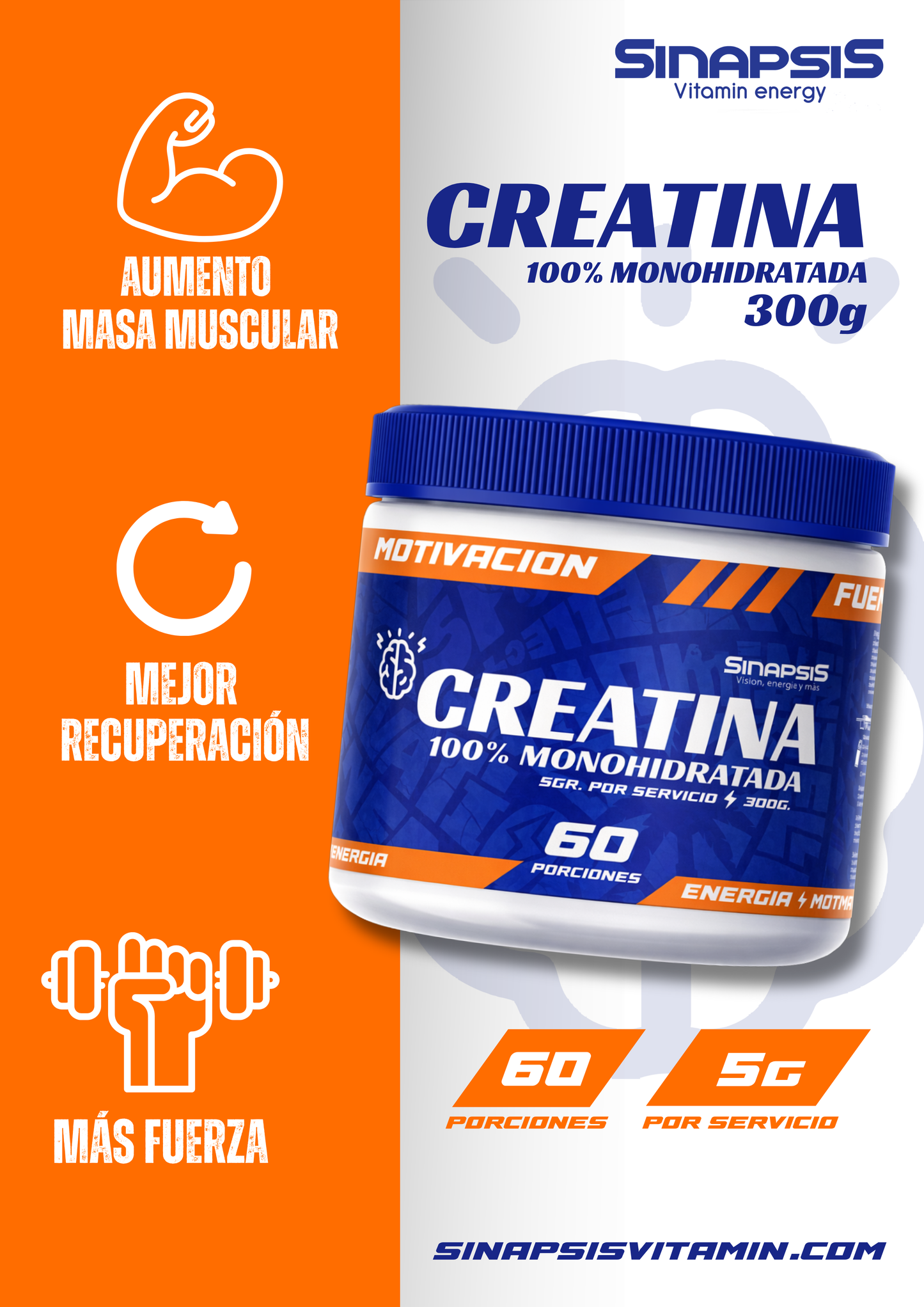 PACK 12 UNID. Sinapsis vitamin+ Creatina 300g