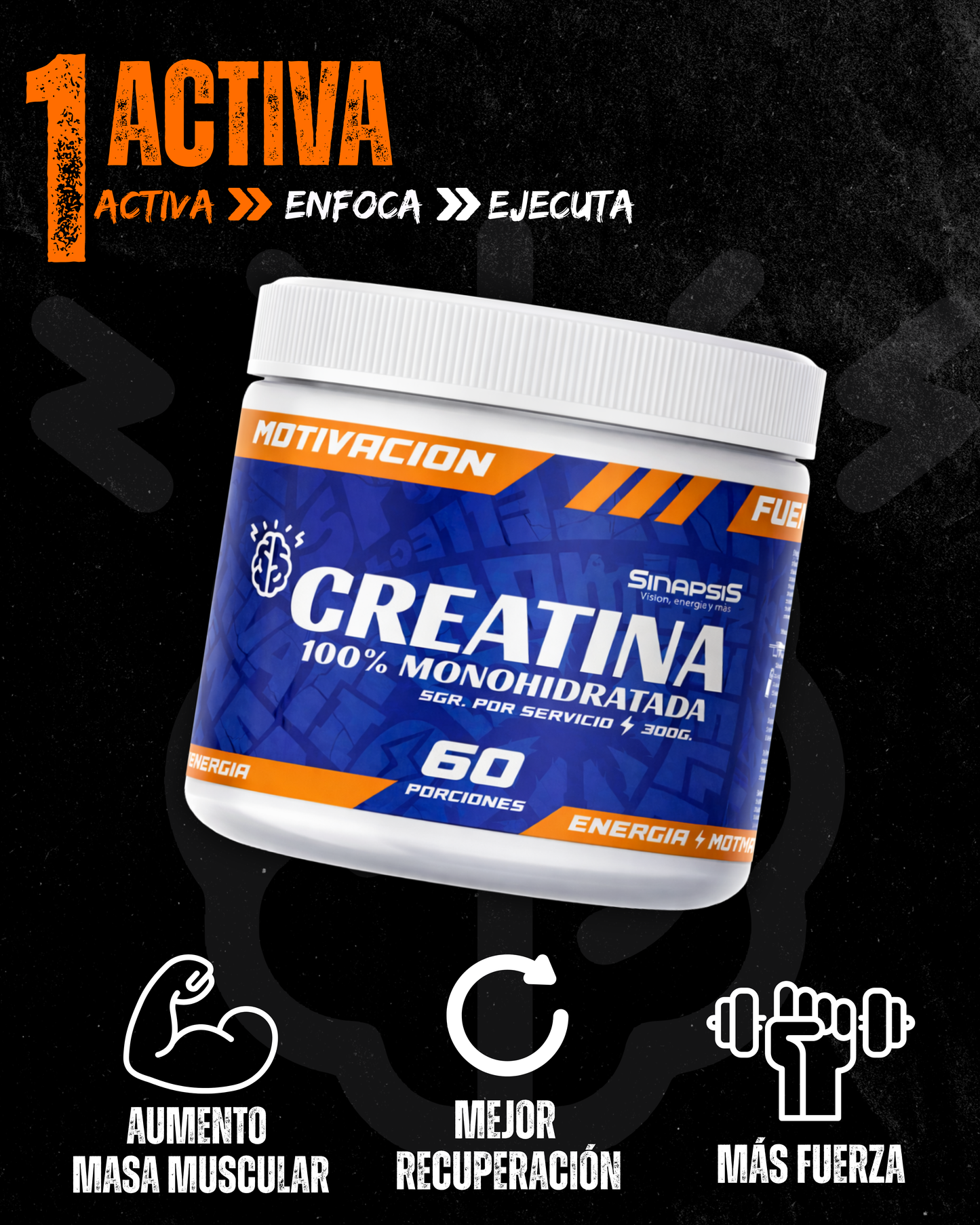 Creatina 100% Monohidratada 300gr.